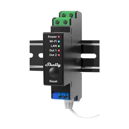 Two-channel DIN rail WiFi relay with power metering and roller shutter control Shelly Pro 2PM | RepairPC