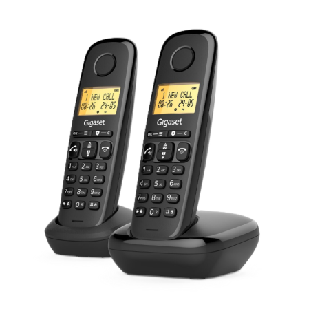 Безжичен DECT телефон Gigaset BASIC 100 DUO - черен | RepairPC